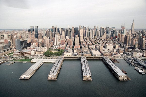 Aerial view of Piers 92 and 94 in Manhattan’s New York, where the Armory Show takes place.Photo: via Armory Show.