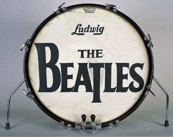 The drum head featured in the Beatles's first appearance at The Ed Sullivan Show.<br>Photo: via Paul Fraser Collectibles