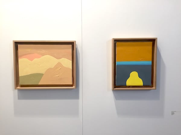 Small oil on canvas paintings by Etel Adnan at the booth of Galerie Lelong at Contemporary Istanbul 2015.<br>Photo: Lorena Muñoz-Alonso