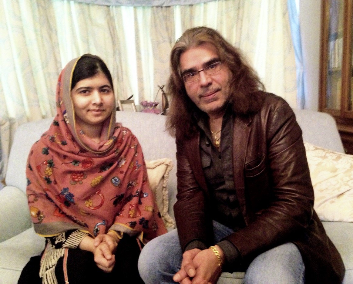 Malala Yousefzai with artist Nasser Azam. Photo: Sutton PR