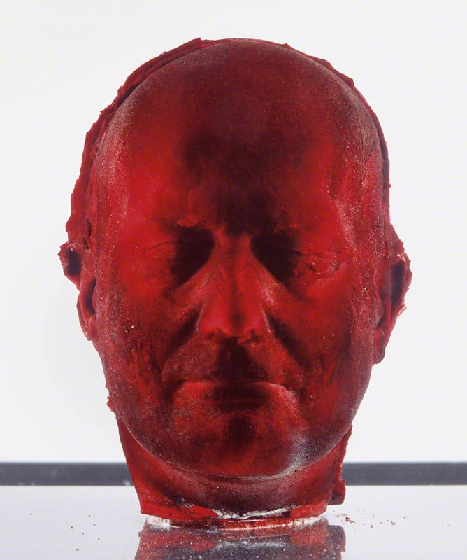 by Marc Quinn, blood (artist's), liquid silicone, stainless steel, glass, perspex and refrigeration equipment, 2006
