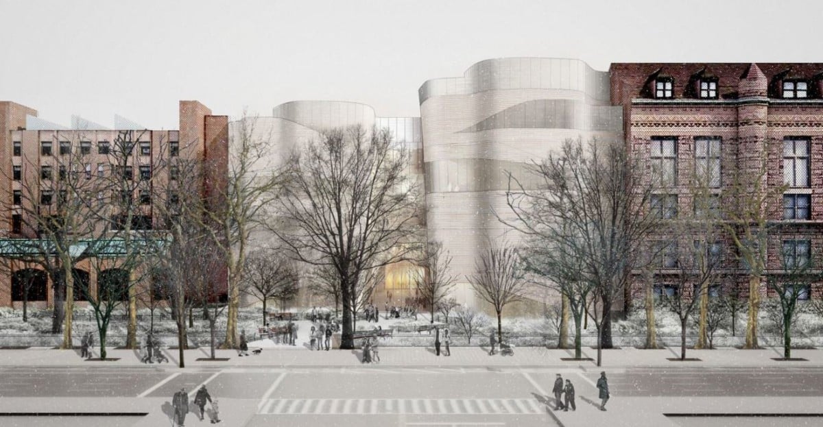 The facade of Jeanne Gang's design for the new building proposed by the American Museum of Natural History. <br>Courtesy of Studio Gang Architects.