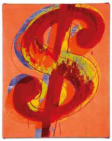 Andy Warhol, Dollar Sign (1981), gifted and dedicated to Miguel Bosé.<br>Photo: via Christie’s. 