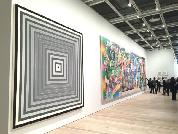 Entrance to "Frank Stella: A Retrospective" at the Whitney