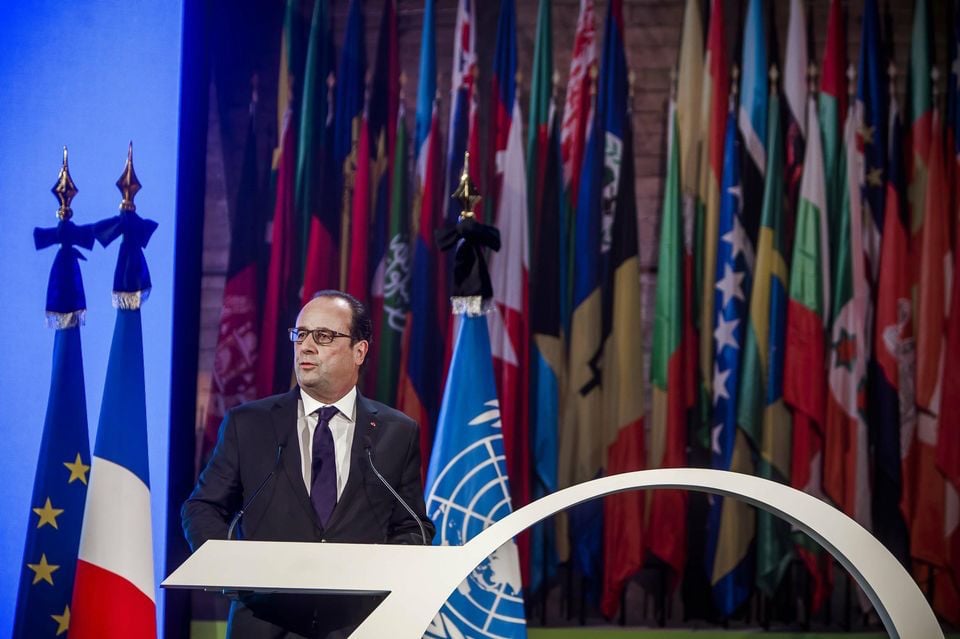 François Hollande made the remarks in a speech at a UNESCO meeting in Paris. Photo: Laurent Troude via Liberation