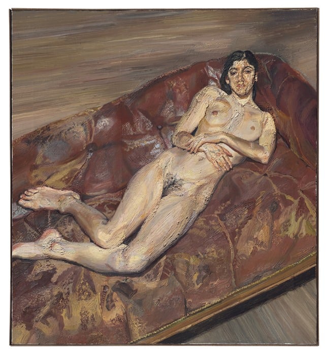 Lucian Freud, Naked Portrait on a Red Sofa, 1989-1991. Courtesy of Christie's New York.