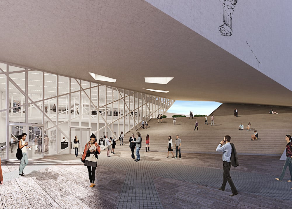 The design includes a new publicly accessible plaza in the city center. Photo: DeZeen