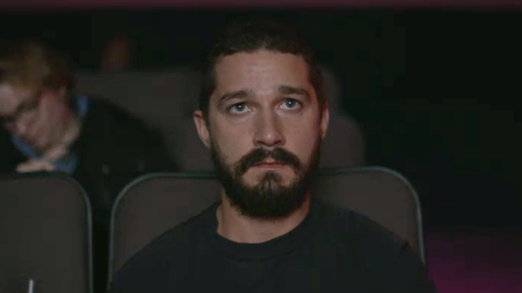 Screenshot from the livestream of Shia LaBeouf watching his entire film oeuvre at New York's Angelika Film Center in November 2015. 