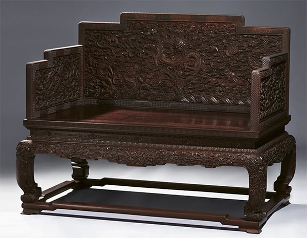 Qing Dynasty, imperial carved Zitan "Dragon" throne. Photo: courtesy Sotheby's. 