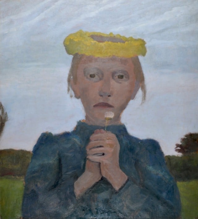 Paula Modersohn-Becker, Girl with Yellow Wreath and Daisy (1901). Courtesy of Galerie St. Etienne, New York.