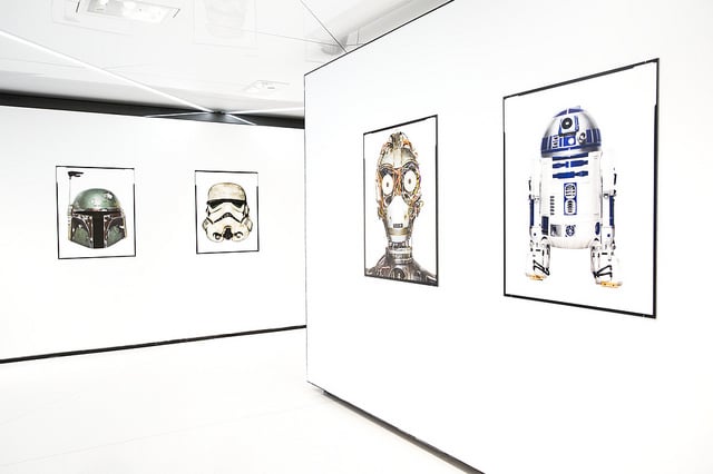 Dan Winter's photos of <em>Star Wars</em> objects in the Lucasfilm archive on view at the Conde Nast Gallery. Photo: courtesy <em>WIRED</eM>.