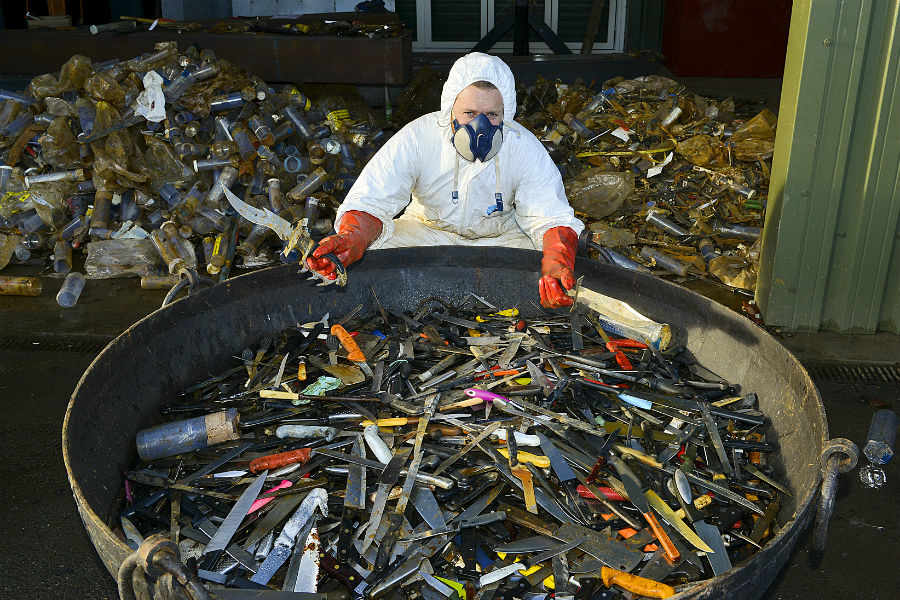 Some of the 100,000 knives donated for the sculpture Photo: via the Shropshire Star