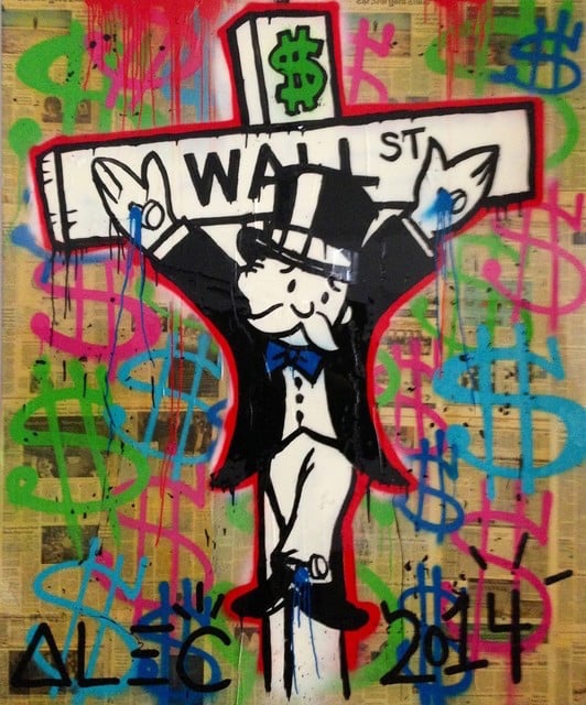 Alec Monopoly, Crucified Multicolor. Courtesy of Avant Gallery.