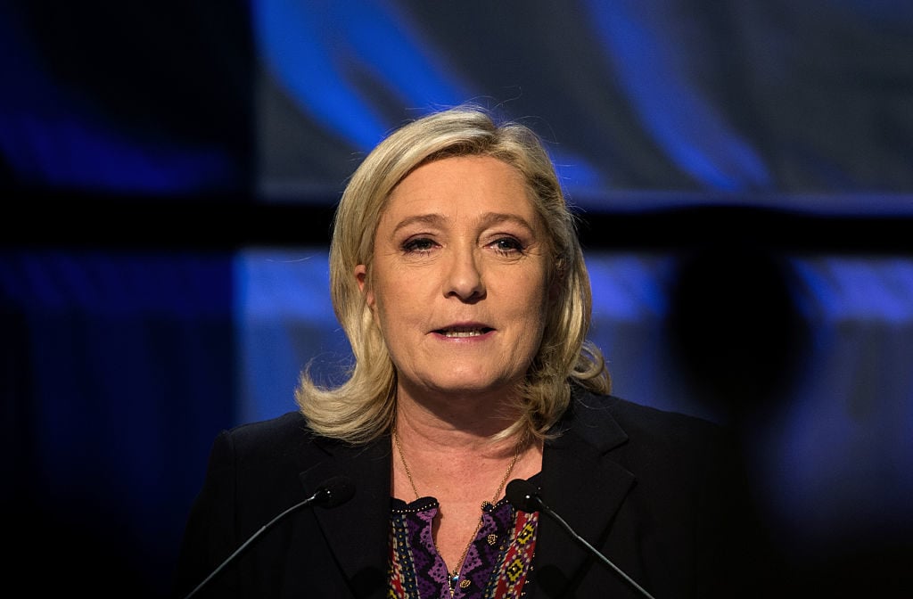 French far-right National Front leader Marine Le Pen during a speech. Photo credit DENIS CHARLET/AFP/Getty Images.