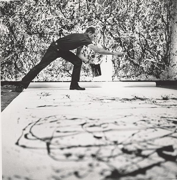 Hans Namuth, Jackson Pollock at work in 1950. Photo: ©1991 Hans Namuth Estate Courtesy Center for Creative Photography, the University of Arizona.