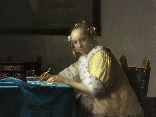 Johannes Vermeer, <em>A Lady Writing</em> (circa 1665). Photo: courtesy the National Gallery of Art, Washington, DC.