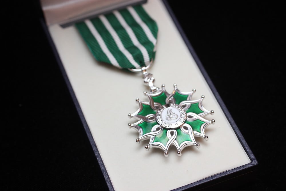 A 'chevalier' medal. The award has three ranks; 'chevalier,' 'officier,' and 'commandeur.' Photo: Jude Bautista via ambafrance-ph.org