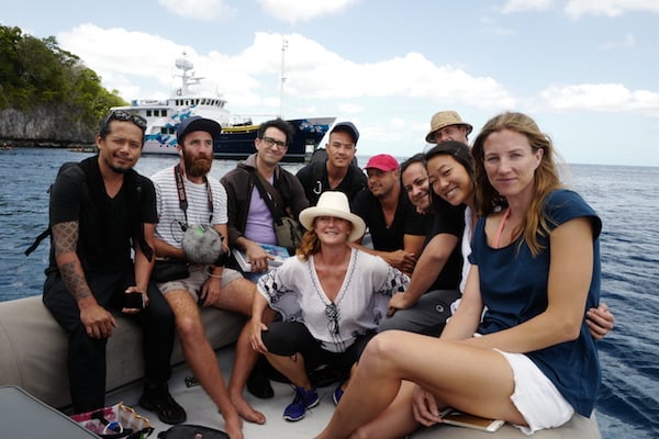 A TBA21 expedition in Kwebwaga, Milne Bay, Papua New Guinea, with Francesca von Habsburg in the center.<br /> Photo: Deck Hand Ryan Lombard Courtesy TBA21.