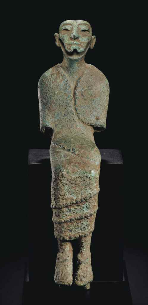 A bronze Caananite enthroned deity that failed to find a buyer at auction at Christie's. Photo: courtesy Christie's New York.