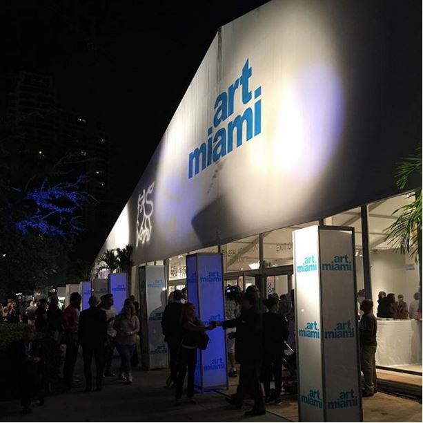 Exterior of Art Miami during the VIP preview<br>Image: via @maas4studio Instagram