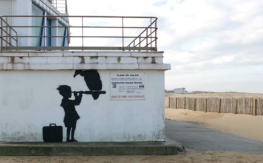 Banksy painted four new works across the French coastal town of Calais. Photo: Banksy