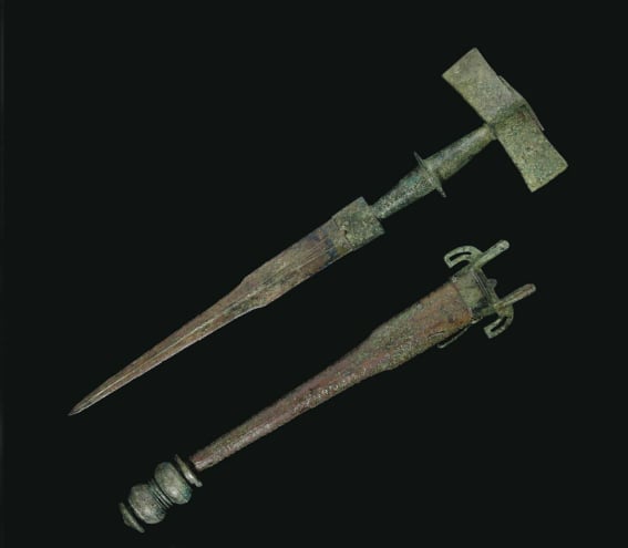 A bronze Celtic dagger and scabbard withdrawn from auction at Christie's. Photo: courtesy Christie's New York.