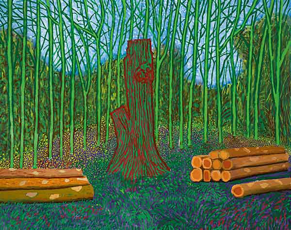 David Hockney, Arranged Felled Trees (2008). Image: Courtesy of Sotheby's.