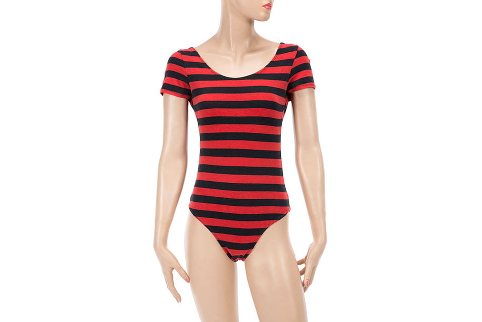 The leotard worn by Jane Fonda on the cover of her iconic workout book and video. Courtesy Julien's Auctions. 