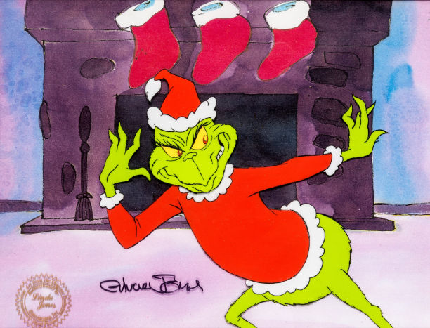 Doctor Seuss's How the Grinch Stole Christmas (1966) Grinch Production Cel. Photo: Heritage Auctions, Dallas
