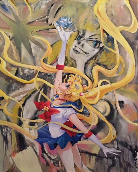 Jeanette Hayes, <em>Sailor Moon with Crystal (from the DeMooning Series)</em> (2015) <br>Image: Courtesy of Castor Gallery</br>