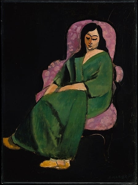 Henri Matisse, <em>Laurette in a Green Robe, Black Background</em>, (1916). <br>Image: Courtesy of the Metropolitan Museum of Art</br>