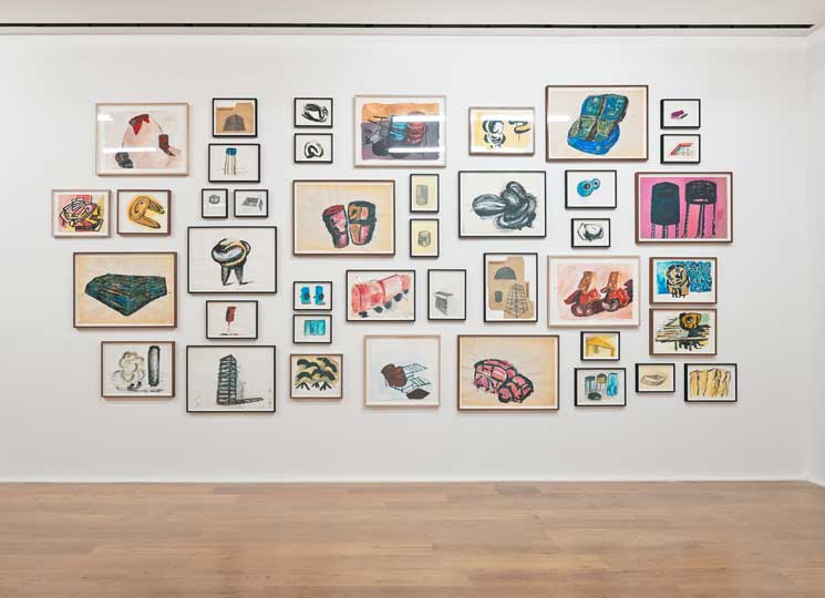 Installation view, Phyllida Barlow. Fifty Years of Drawings (2014) Photo: Alex Delfanne via Hauser & Wirth, London