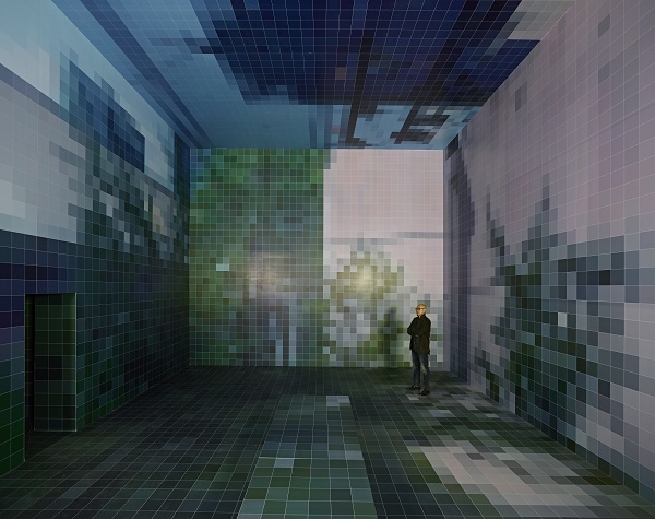 Wang Guofeng inside his site-specific installation at De Sarthe Beijing. Image: Courtesy of De Sarthe Gallery