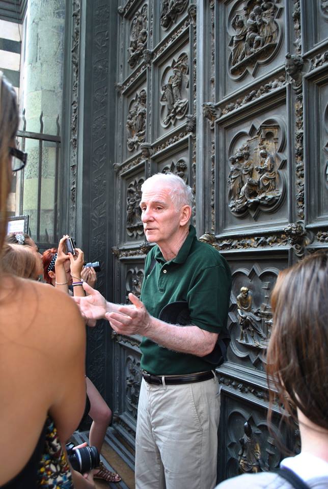 Tom McAnulty speaks to students about the Baptistry doors in Florence. Photo: Allison O'Driscoll via Facebook. 