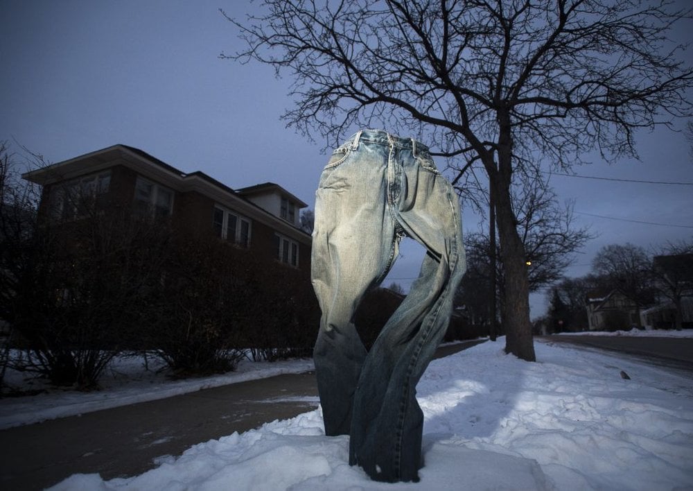 Randall Johnson of Minneapolis froze these jeans. Photo: Aaron Lavinsky, courtesy the <em>Star Tribune</em>.