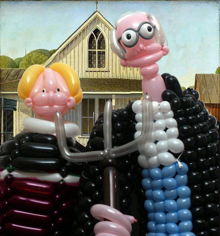 Airigami, after Grant Wood's <em>American Gothic</em>. Photo: courtesy Airigami. 