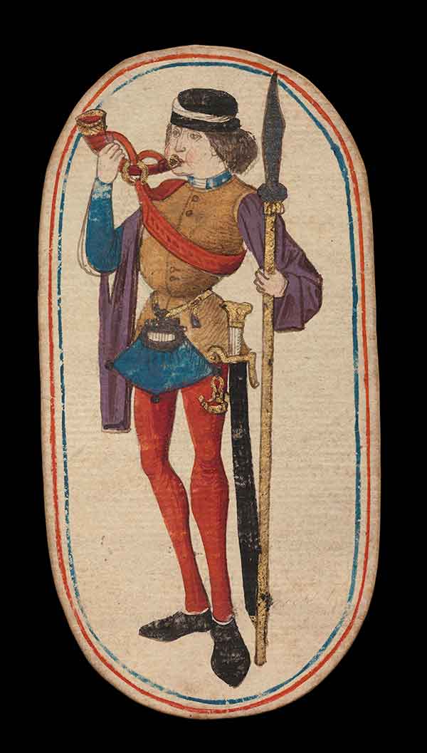 Knave of Horns, from The Cloisters Playing Cards South Netherlandish, Burgundian territories, ca. 1475–80. Image: © The Metropolitan Museum of Art, New York.