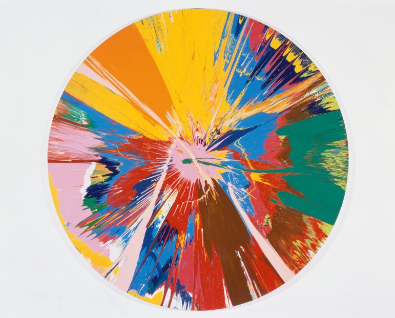 Damien Hirst, <em>Beautiful, shattering, slashing, violent, pinky, hacking, sphincter painting</em> (1995). Photo: courtesy of White Cube © Damien Hirst and Science Ltd. All rights reserved, DACS 2012.