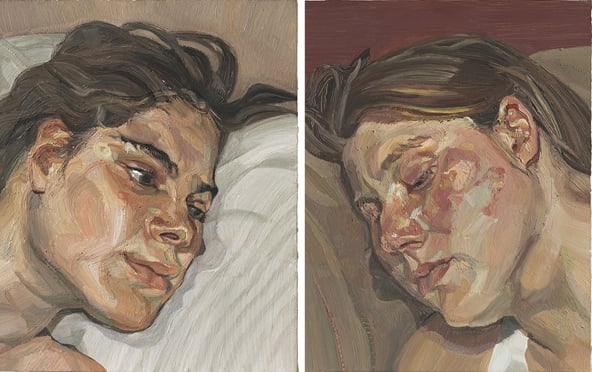 Lucian Freud, Head of Esther (1983) and Head of Ib (1983–84). Photo: courtesy Christie's.