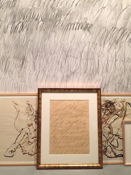 The gallery's walls were covered in Twombly's signature scribbles. Image: Courtesy Total Arts Gallery Dubai