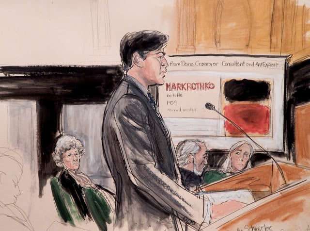 A courtroom sketch of defense lawyer Charles Schmermer at the Knoedler gallery trial.Photo: Elizabeth Williams, courtesy ILLUSTRATED COURTROOM.
