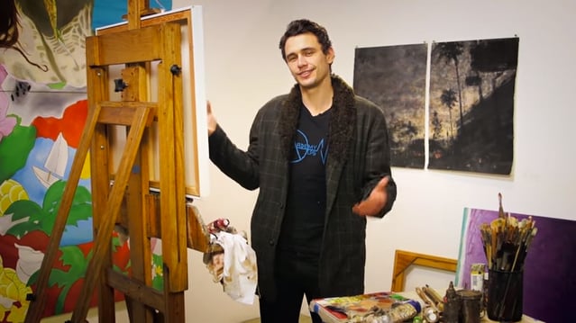 James Franco is offering (RED) donors the chance to win one of his custom artworks. Photo: screenshot from YouTube.