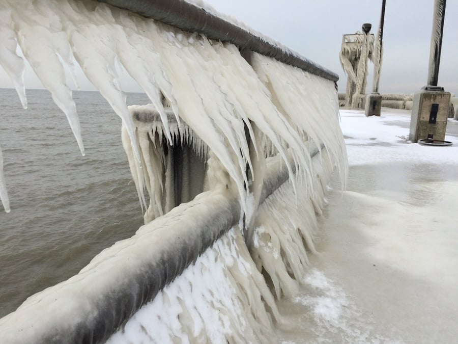 Waves became ice sculptures on Lake Erie. Photo: Jake Kudrna.