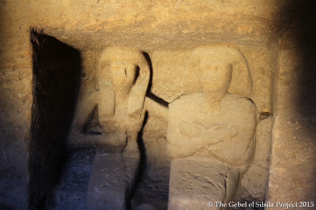 Statues of Neferkhewe and Ruiuresti, found at Gebel el Silsila.Photo: via Gebel el Silsila Survey Project.