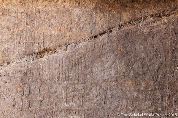 Detail of the carvings found at Gebel el Silsila.Photo: via Gebel el Silsila Survey Project. 