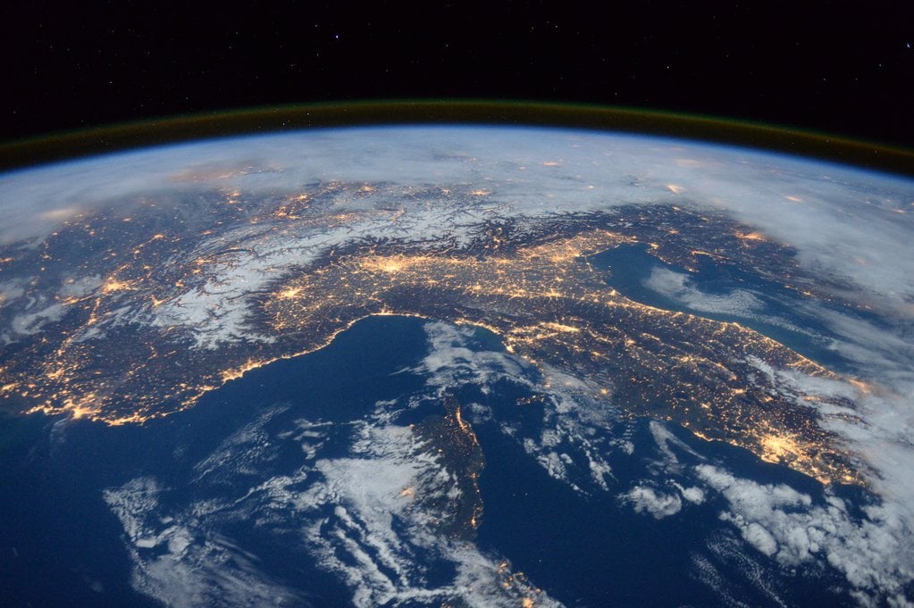 "Beautiful night pass over Italy, Alps and Mediterranean," wrote astronaut Tim Peake of this photo on Twitter. Photo: Tim Peake, courtesy ESA/NASA.