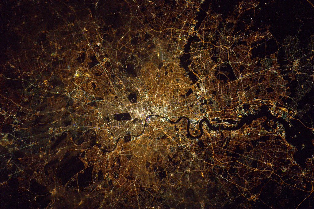 "#London midnight Saturday – I’d rather be up here…but only just!! #toughcall," wrote astronaut Tim Peake of this photo on Twitter. Photo: Tim Peake, courtesy ESA/NASA.