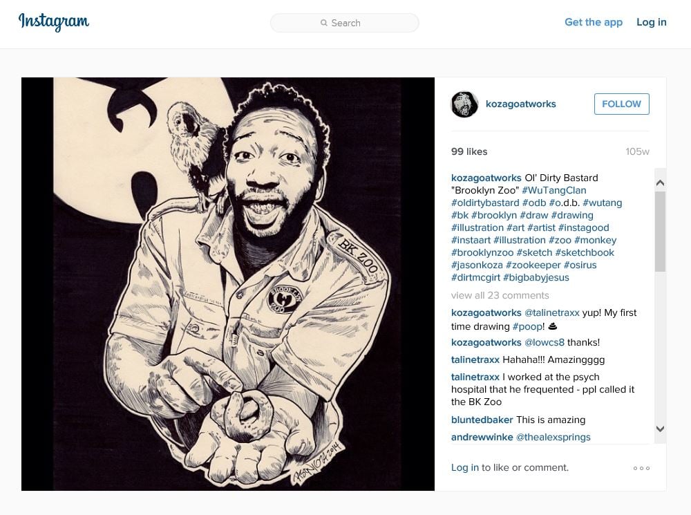 Jason Koza's portrait of Ol' Dirty Bastard. Photo: via Instagram.