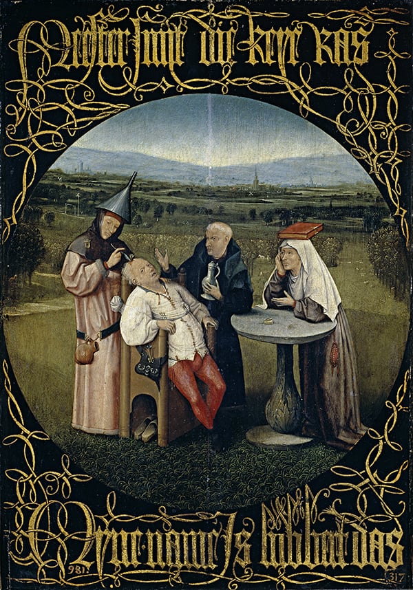 Hieronymus Bosch, <em>The Cure of Folly</em>. The artwork is no longer attributed to the Dutch artist. Photo: Museuo Nacional del Prado, Madrid. 