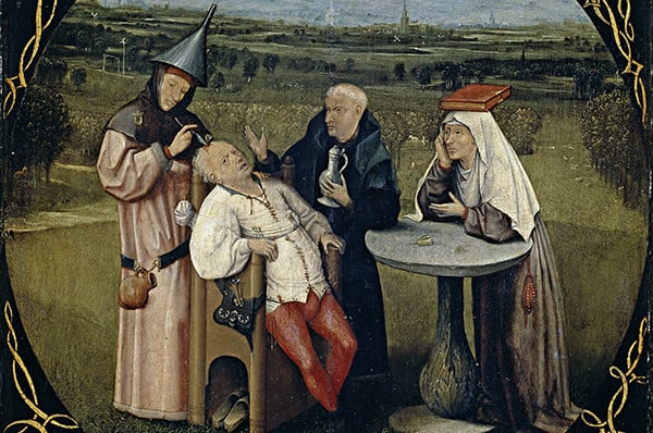 Hieronymus Bosch, The Cure of Folly detail). The artwork is no longer attributed to the Dutch artist. Photo: Museuo Nacional del Prado, Madrid.